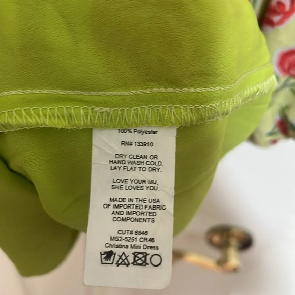 NWT SHOW ME YOUR MUMU LIME GREEN FLORAL CUTOUT MINI DRESS - Picture 3 of 4